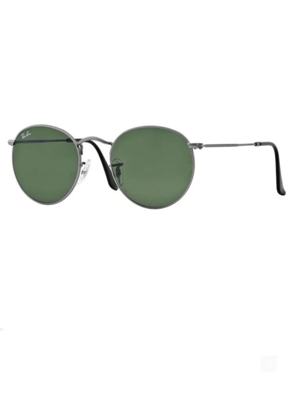 RAY BAN Icons 53mm Retro Round Metal Sunglasses NEW Matte Gunmetal Crystal Green